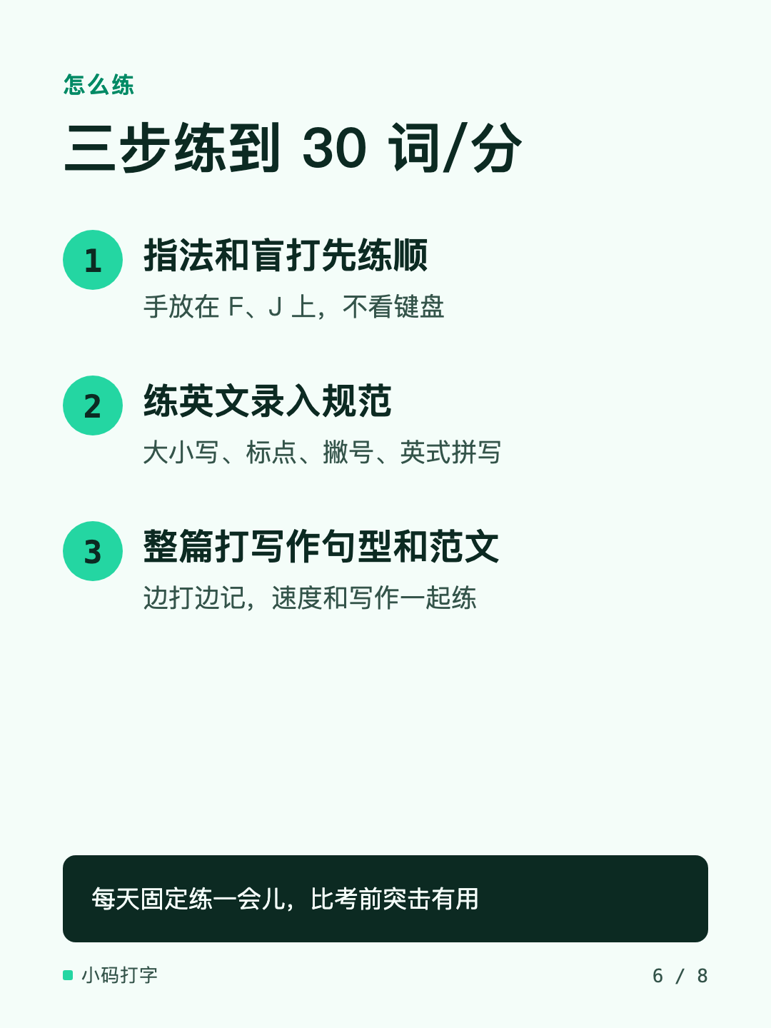 从指法盲打、英文录入规范到写作句型和范文的三步练习安排